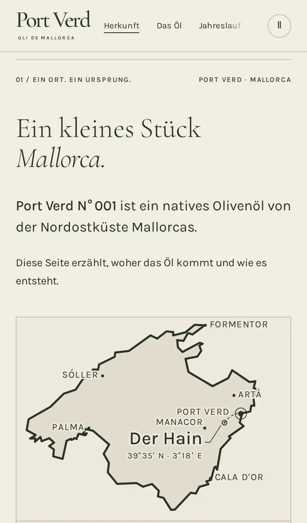Webseite Port Verd am Handy
