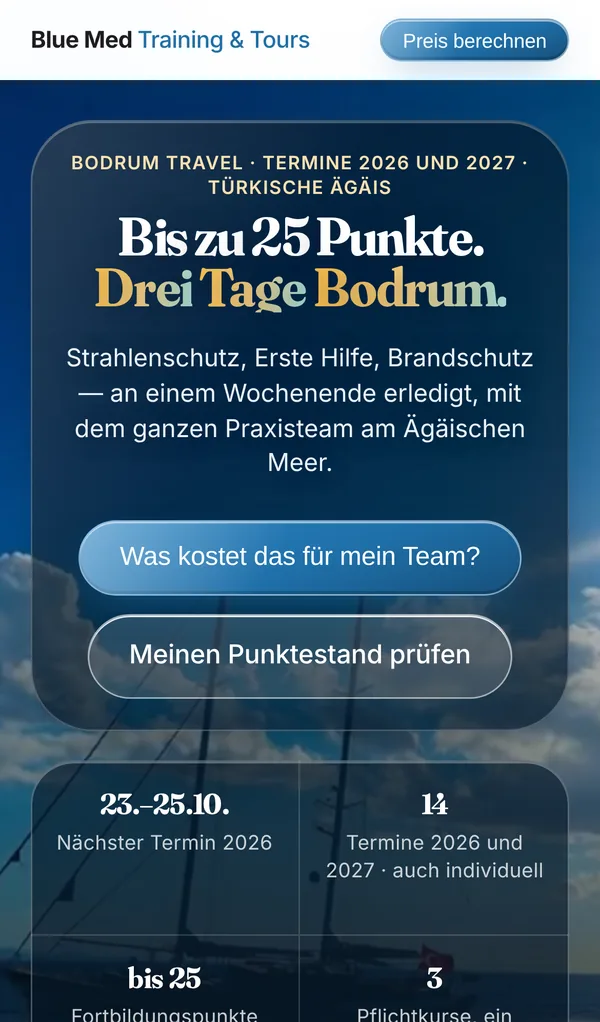 Webseite Punkte am Meer am Handy